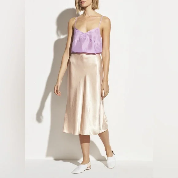 Vince Skirts Nwt Vince Satin Midi Slip Skirt Lychee Poshmark